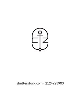 Diseño de logotipo de letra creativa CZ en concepto de ancla con diseño profesional de alta calidad que se imprimirá en cualquier medio impreso