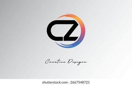 CZ Creative Letter Logo mit Farbverlauf-Kreiswirbel