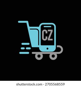 CZ Fast Ecommerce Logo Design Vector illustration template, CZ Logo Design 