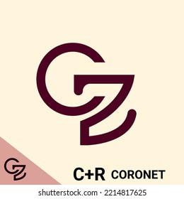 LÓGICOS DE ARTE DE VECTOR DE VÍA DE CORONET DE MONOGRM OCULTA CZ 