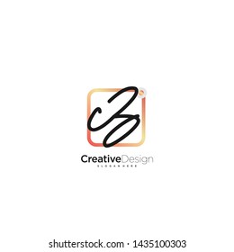 CZ initial handwriting with color logo icon template vector.