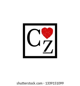 CZ  Initial Handwriting logo template vector