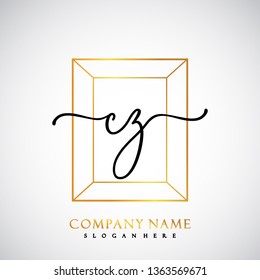 CZ Initial Handwriting logo template vector