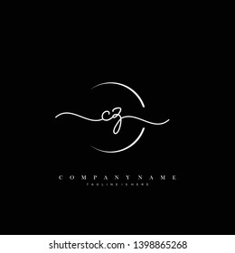 CZ initial handwriting logo template vector