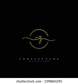 CZ initial handwriting logo template vector