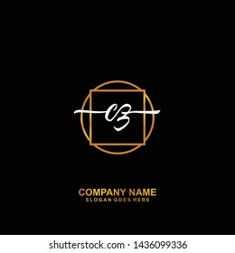 CZ Initial handwriting logo template vector