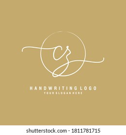 CZ Initial handwriting logo template vector