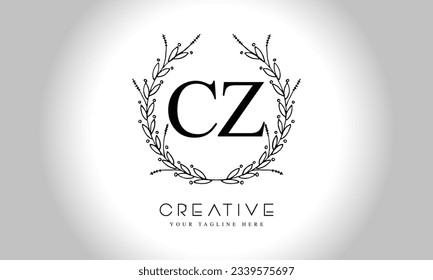 CZ initial letters logo design template  with flower circle