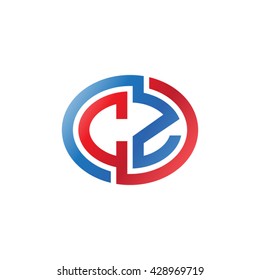 CZ initial letters looping linked ellipse logo red blue