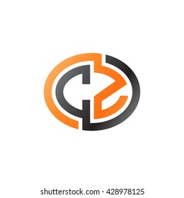 CZ initial letters looping linked ellipse logo orange black