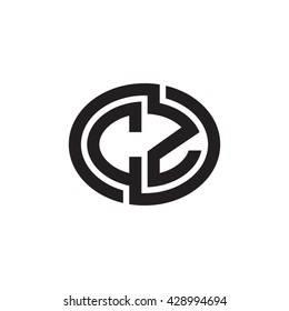 CZ initial letters looping linked ellipse monogram logo
