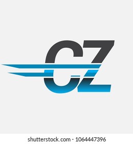 CZ initial logo company name colored black and blue, Simple and Modern Logo Design.