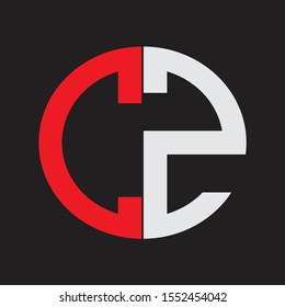CZ Initial Logo design Monogram Isolated on black background