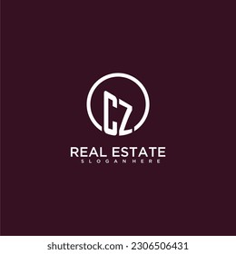 CZ initial monogram building logo for real estate with creative circle style design