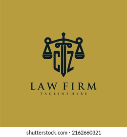 CZ initial monogram for lawfirm logo with sword and scale