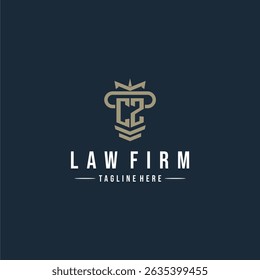 CZ initial monogram logo law firm with pillar design