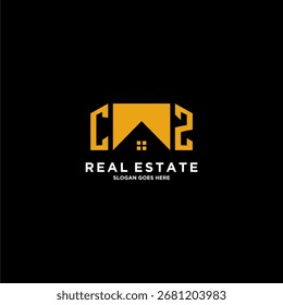 Logotipo inicial del monograma de CZ para los bienes raíces con diseño casero creativo