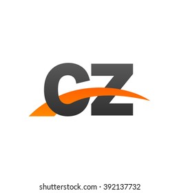 CZ initial overlapping swoosh letter logo black orange