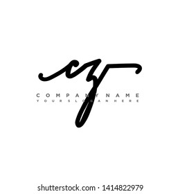 CZ initial signature logo. handwriting logo template vector,