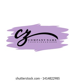 CZ initial signature logo. handwriting logo template vector,