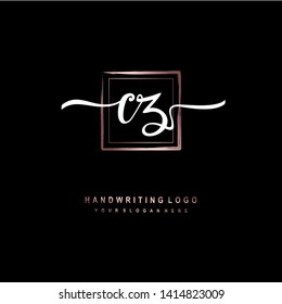 CZ initial signature logo. handwriting logo template vector,