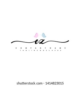 CZ initial signature logo. handwriting logo template vector,