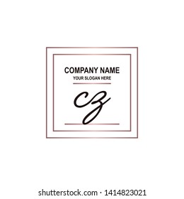 CZ initial signature logo. handwriting logo template vector,