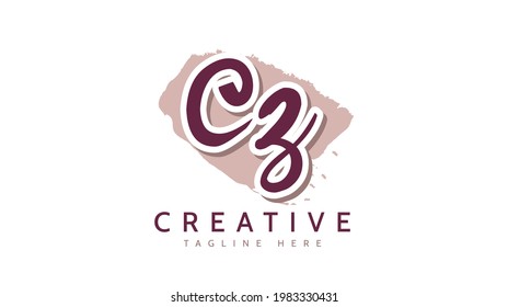 CZ Initials, handwriting logo vector