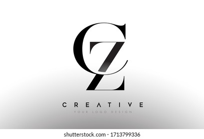 Diseño de letra CZ cz logotipo logotipo logotipo logotipo concepto de icono con fuente serif y estilo clásico elegante estilo ilustración vectorial.