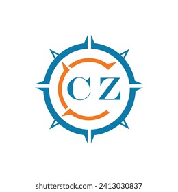 CZ letter design. CZ letter technology logo design on a white background.