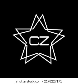 CZ logo design , black star icon black background 	