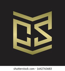 CZ Logo Emblem Monogram With Shield Style Design Template Isolated On gold colors