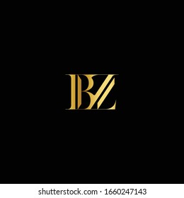Logo de CZ. Vector de diseño de letras con colores oro y negro.