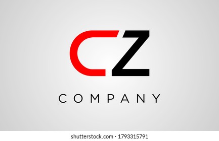 CZ Logo Letter Design Vector with Red and Black Colors.