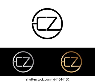 Cz Logo. Letter Design Vector with Red and Black Gold Silver Colors

