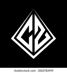 CZ logo letters monogram with prisma shape design template vector icon modern