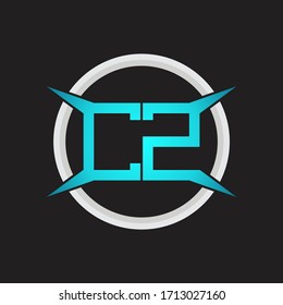 Monograma del logotipo CZ con plantilla de diseño de forma circular y de cuatro ejes