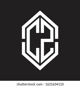 CZ Logo monogram with hexagon shape and outline slice style with black and white