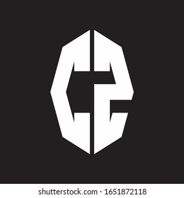 CZ Logo monogram with octagonal ribbon style design template