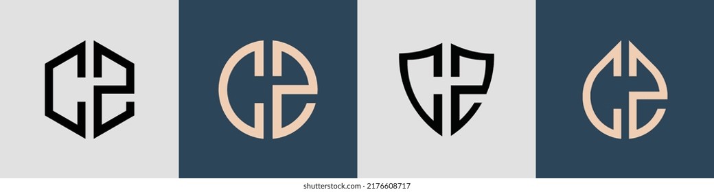CZ moderne Anfangsbuchstaben Logo Design Vektorbündel. Es ist geeignet, für welche Firma oder Marke diese anfänglich gegründet wird.