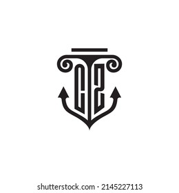 CZ-Säule und Ankerkombinationskonzept-Logo auf höchstem Qualitätsniveau