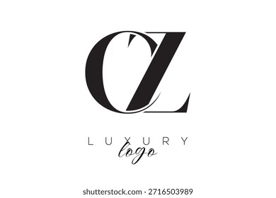 CZ Serif Letter Monogram Typography Logo for Elegant Premium Branding Identity