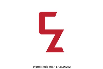 CZ or ZC Letter Initial Logo Design, Vector Template