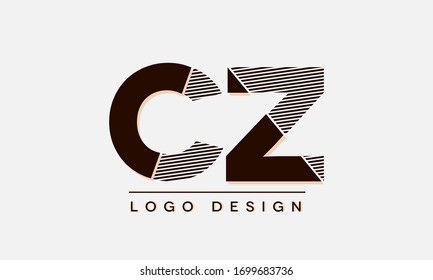 CZ or ZC Letter Logo Design Template Vector
