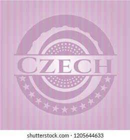 Czech badge with pink background