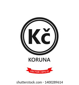 CZECH banking currency symbol, koruna vector icon 