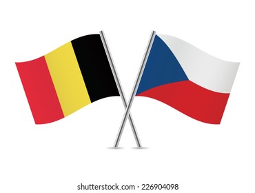 Czech and Belgian flags. Vector illustration.
