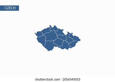Mapa azul checo vector detallado.