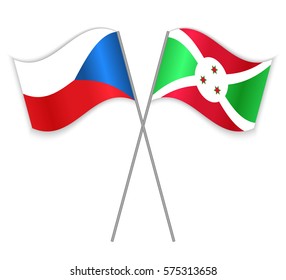 Czech and Burundian crossed flags. Czech Republic combined with Burundi isolated on white. Language learning, international business or travel concept.