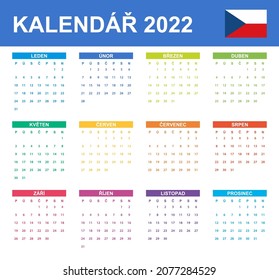 Czech Calendar for 2022. Scheduler, agenda or diary template. Week starts on Monday